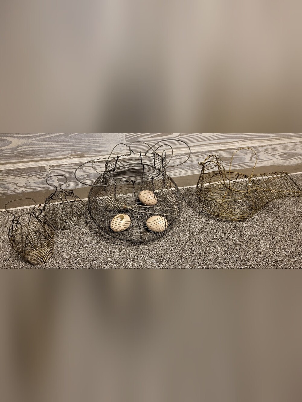 Antique Vintage Collapsible Wire & Egg Chicken Baskets